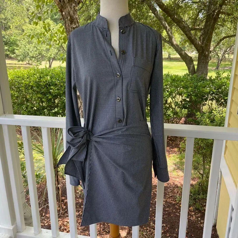 W by Worth Houndstooth Faux-Wrap Dress